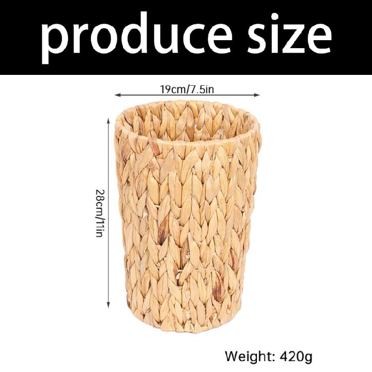 Decorative Woven Waste Container Natural Wicker Trash Can for Homes Kitchen Living Room Easy To Clean Modern Accessory
