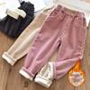 Kids Warm Pants Boy Girls Autumn Winter Corduroy Thick Outer Wear Sports Trousers 1-9Y Children Clothes Casual High Waist Pants