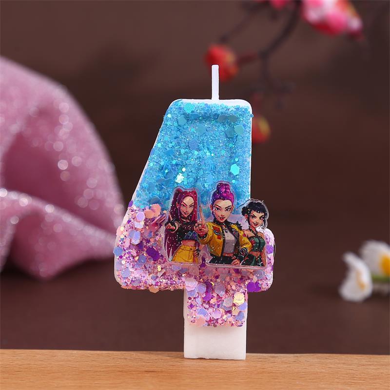 Nová Kpop Anime Démoni Lovci Téma 3D Digitální Svíčka Ozdoba na Narozeninový Dort Číslo 0-9 Svíčka Dětská Párty Doplněk Pomůcka Dárek