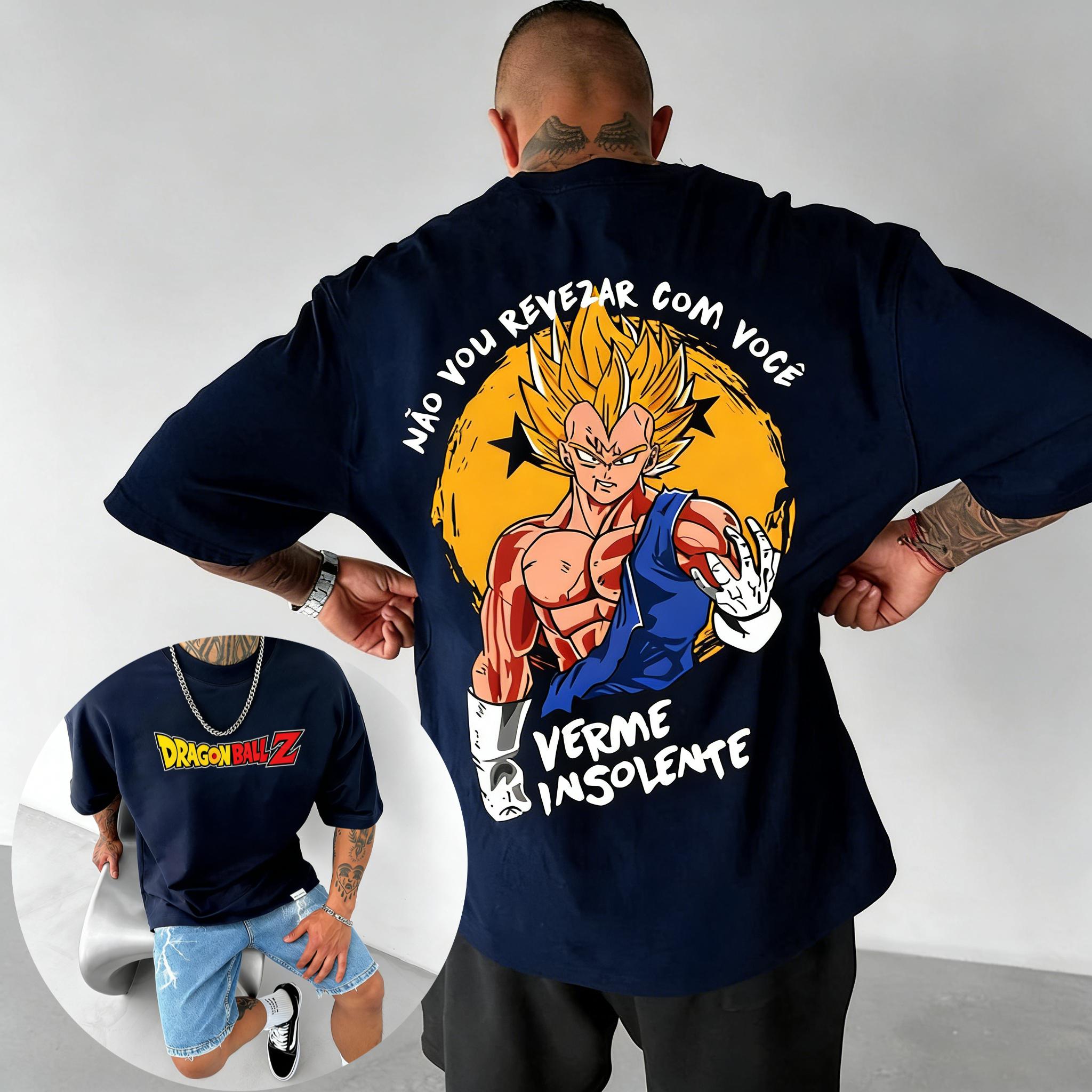 Trendy Leisure Dragon Ball Super Wukong Anime Street Style Printed Trendy Leisure Cotton Short Sleeved Tshirt Mens Summer S