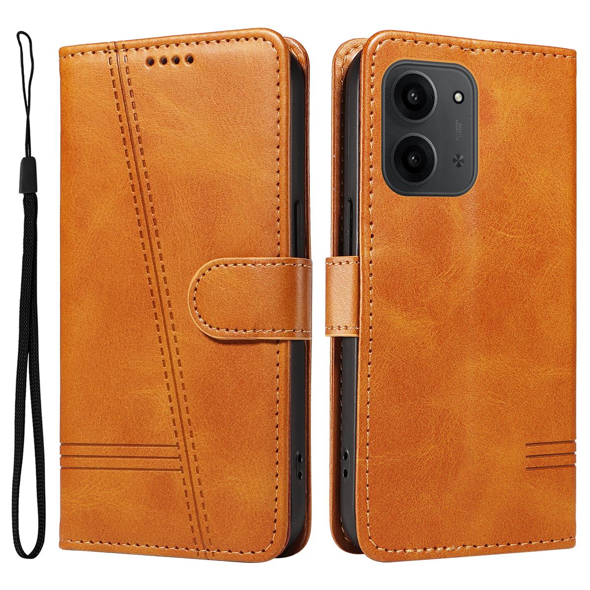 

Для Xiaomi Redmi 15C 4G (171 мм) Кошелек Чехол Т-образные линии Кожаный Чехол для телефона Подставка Brown