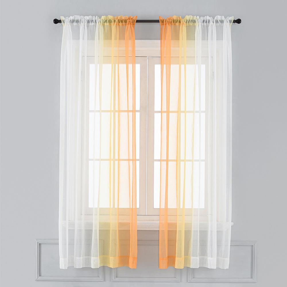 Solid Color Gradual Change Printing Curtain Screen Curtain Simple Window Screen Fabric Curtain Finished Balcony Living Room Bay Window Special Price