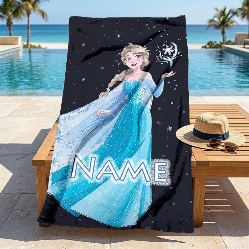Custom Name Princesses' Garden Stylish Digital Printing Beach Towel Quick‑Drying Absorbent Blanket for Beach Pool Gym Travel