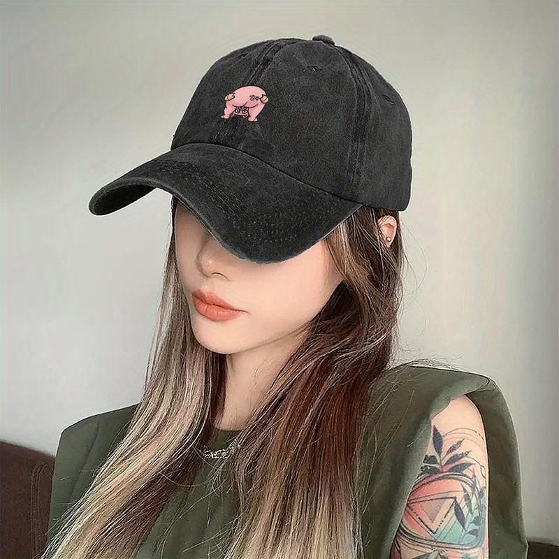 Niedliche rosa Schweinchen-Print Unisex Baseballkappe - urbane Streetstyle-Mütze, geeignet für Outdoor-Sport und Freizeitkleidung