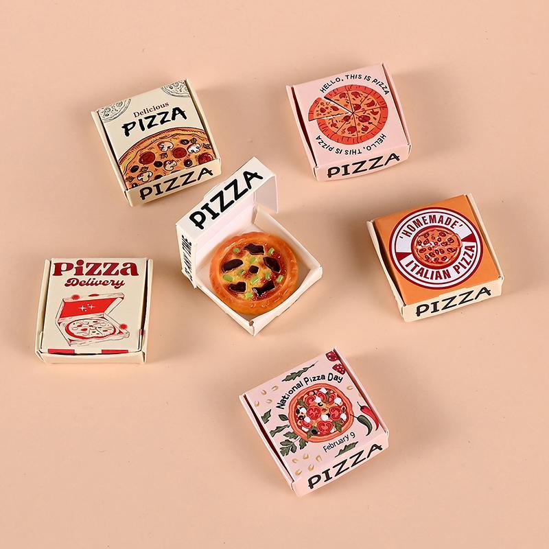 6 Stück Puppenhaus Miniatur Pizza Oder Verpackungskarton Modell Küche Lebensmittel Dekor Spielzeug Puppenhaus Zubehör