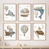 Whale Turtle Castle Balloon Nordic Nursery Wall Art Posters Art Prints Canvas Painting Pictures Baby Kids Room Home Decoration