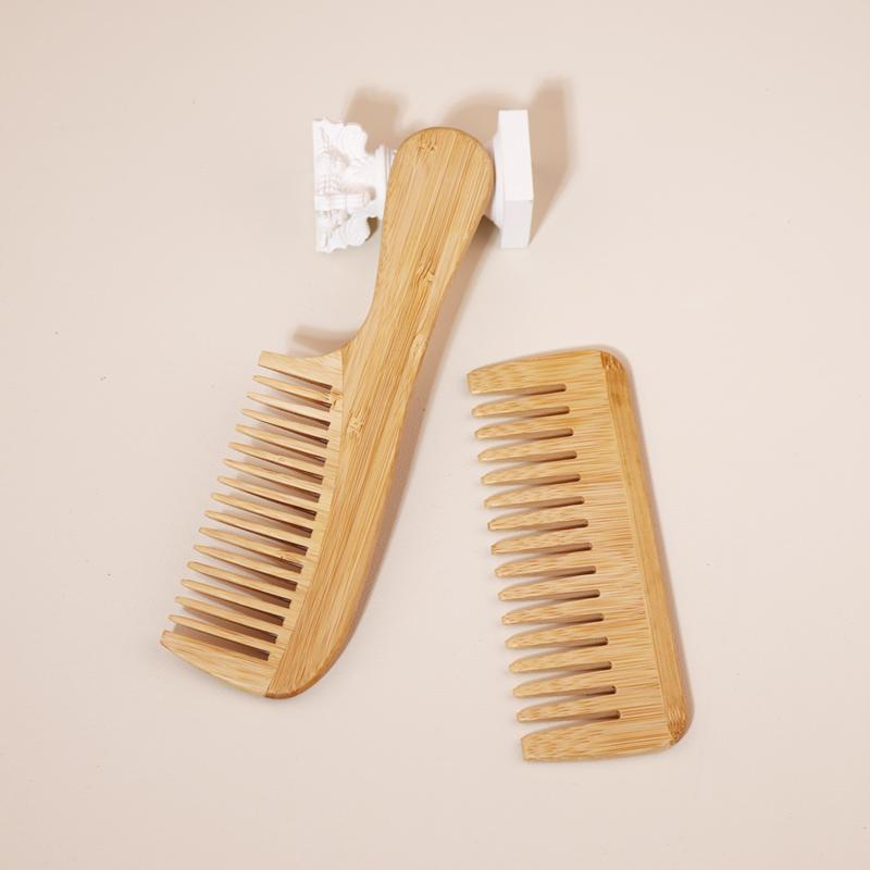 

2pcs Natural Bamboo Wooden Hair Comb Set Anti-Static For Women Round Wide Tooth Wood Comb Hair Brush women чёрный