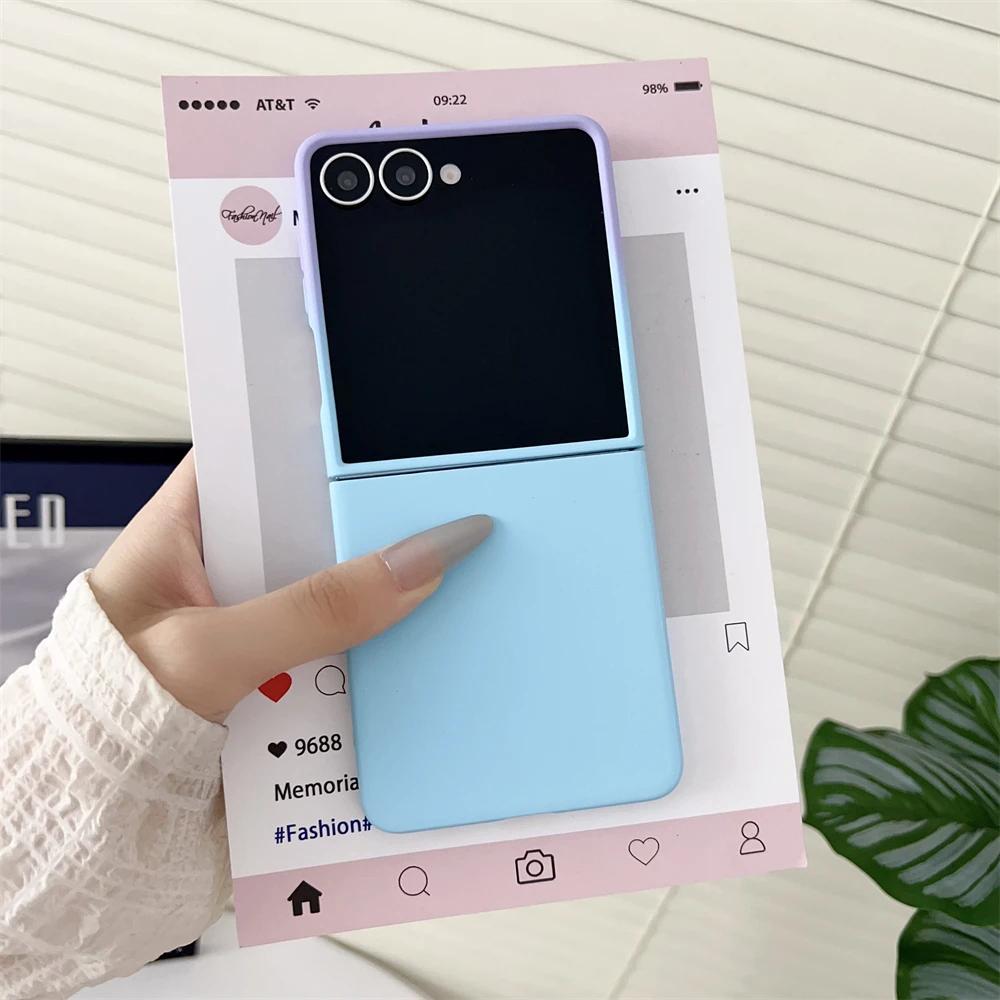 Luxury Matte Gradient Phone Case for Samsung Galaxy Z Flip 7 FE 6 5 4 3 Liquid Silicone Ultra Thin Shockproof Protect Soft Cover Skin Feel Back Shell