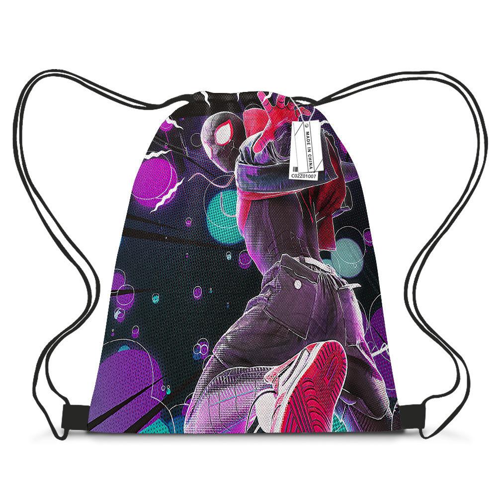 Spider-Man Cartoon Drawstring Backpack Student Casual Bundle Bag Printed Storage Bag