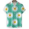 Nuova Camicia con Fiori di Margherita da Uomo Stampa 3D Manica Corta Maglietta Top Moda Estiva Harajuku Camicie Bottoni Street Camicetta con Collo a Revers
