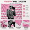 Pop-Sänger Justin B-Bieber Wandteppich Flachdruck Rosa Sterne Streifen Flagge Wandbehang für Schlafzimmer Wohnzimmer Studentenwohnheim Ästhetische Dekoration