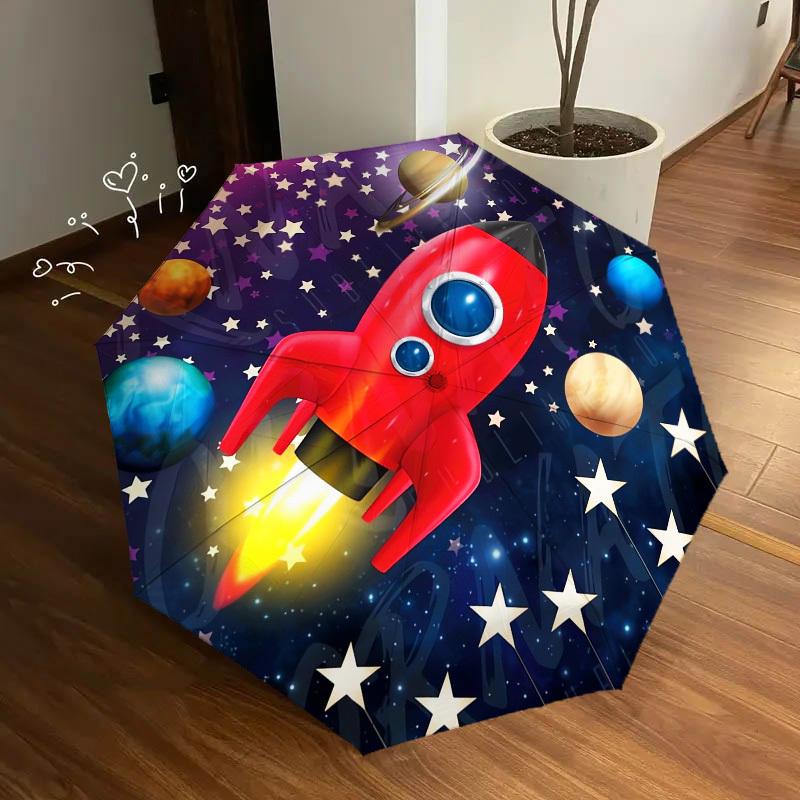 1pc Rocket Galaxy Themed High-quality Umbrella,Automatic Opening and Closing Umbrella,Multi-functional Umbrella G0811130