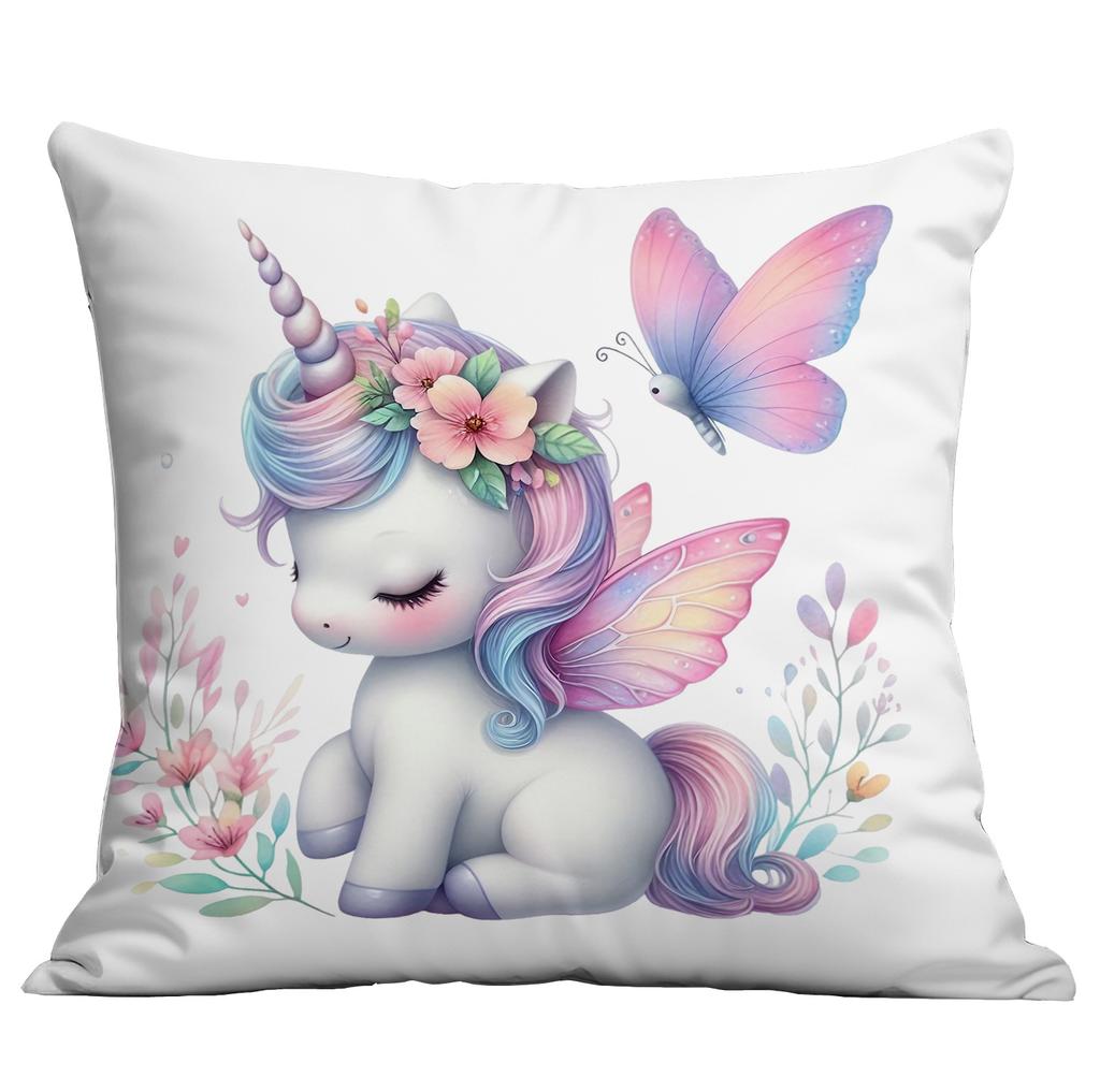 New Short Plush Pillow Cover Cute Cartoon Unicorn Printed Pillow Cover Sofa Cushion Pillow Cover Premium Durable