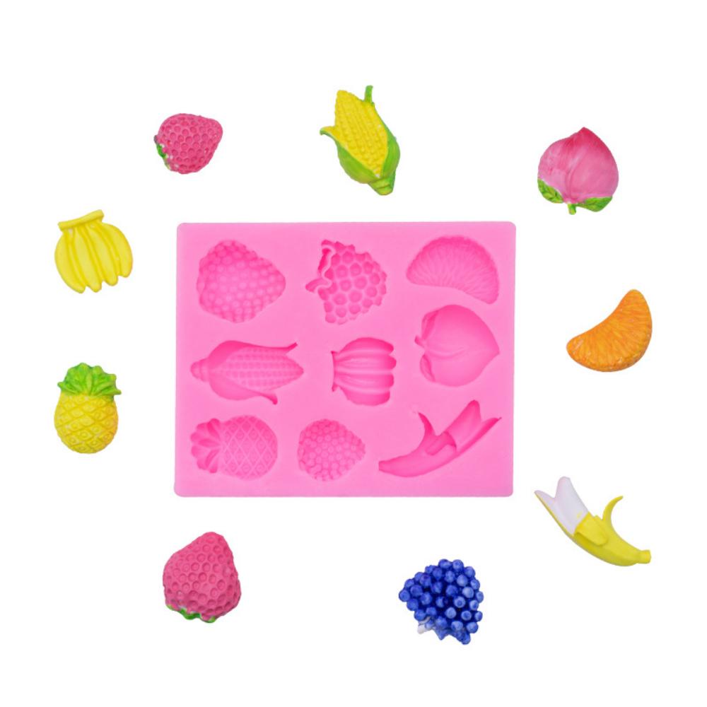 Multiple Fruit DIY Fondant Cake Banana Grape Strawberry Peach Orange Corn Silicone Mold