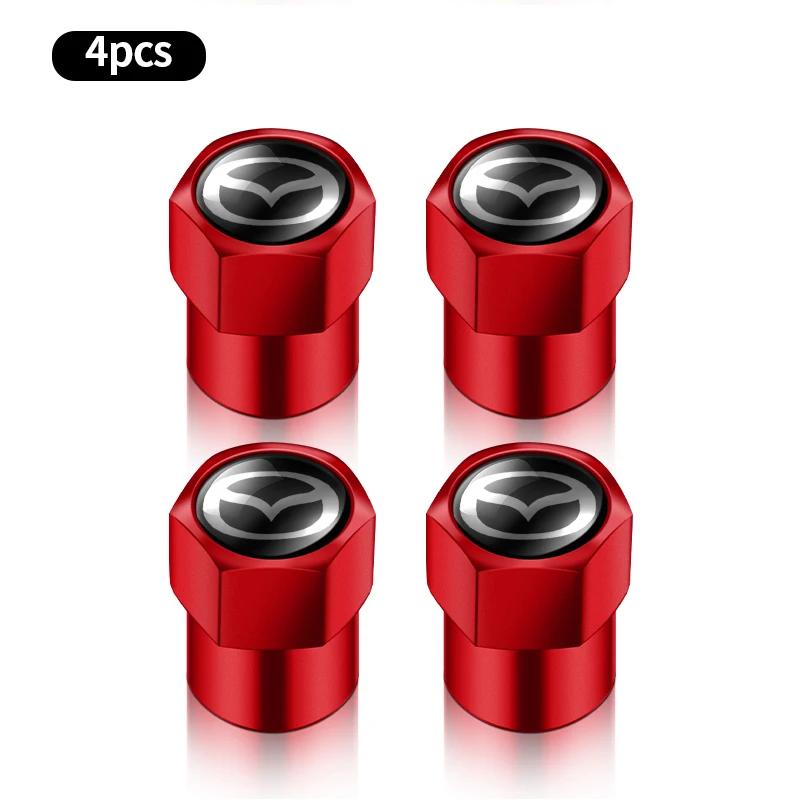 For Mazda 4pcs Car Accessories Aluminum Valve Caps Car Wheel Tires Valves For Mazda 6 3 CX5 5 2 323 CX7 Demio Atenza Axela MX30