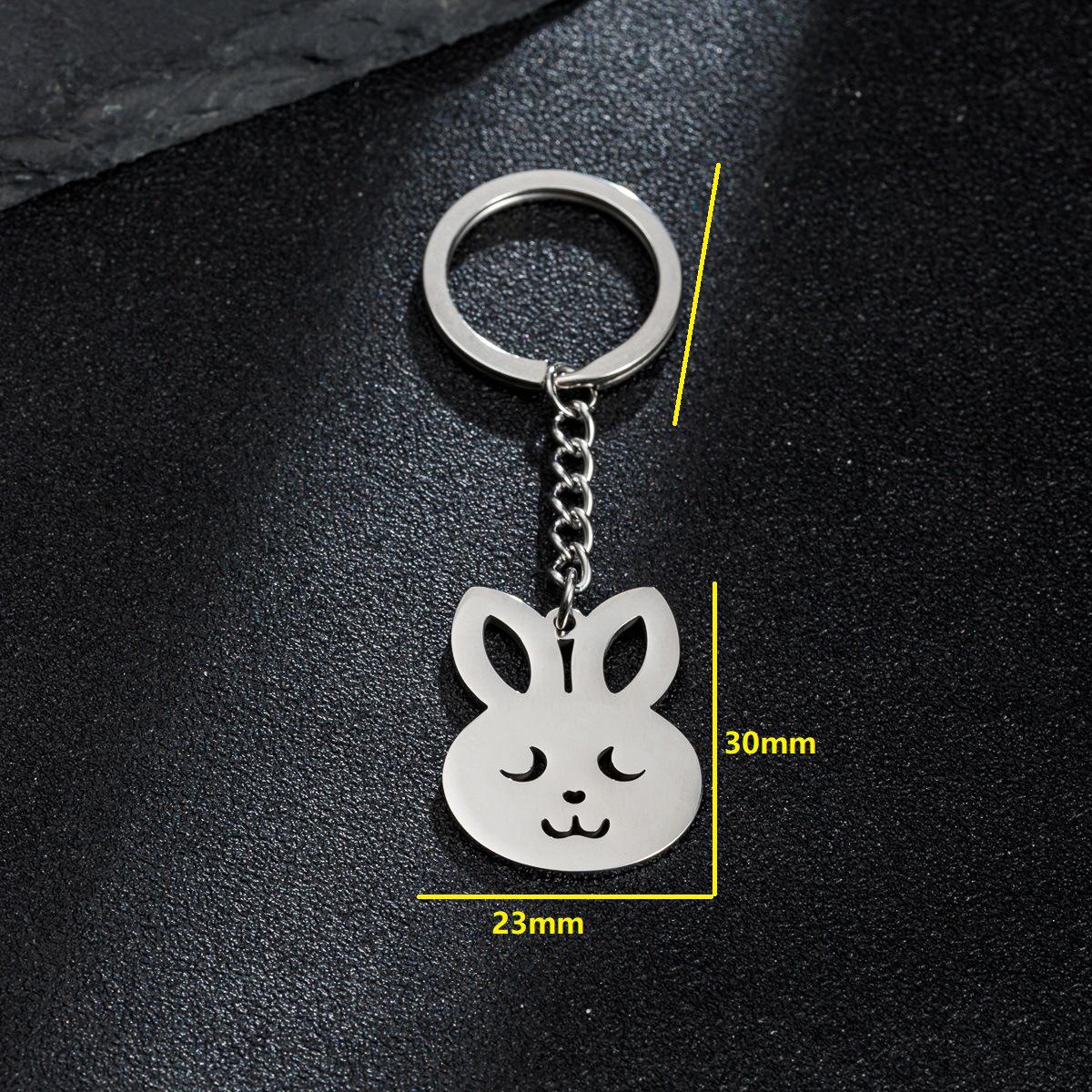 Zodiac Rabbit Pendant Stainless Steel Keychain - Cute Animal Backpack Charm