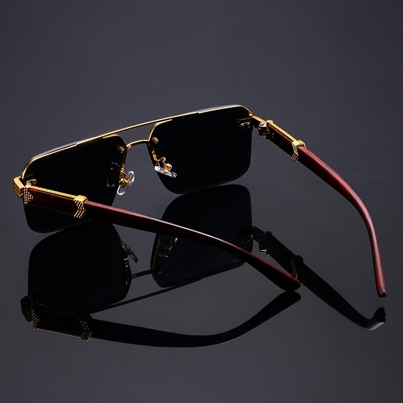 Box Sunglasses, Gu Shuangqiao Frameless Glasses, Wooden Temple Light Polycarbonate Frame, Half Frame Cut Edge Sunscreen Sunglasses
