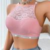 Halter Spitzenbesatz Rückenfreier BH mit silbernem Band Stilvolle Unterwäsche Camisole BH für Oberbekleidung Damenmode-BH