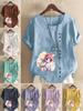 Damen Mode Cartoon Einhorn Druck Druck Kurzarm T-Shirt Locker Baumwollhemd Lässig Locker Sommer Große Größen Bluse Tops