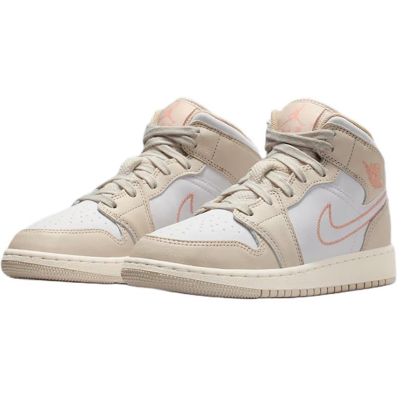 Air Jordan 1 SE leather GS mid-top sneakers light brown/white unisex HQ5879-100