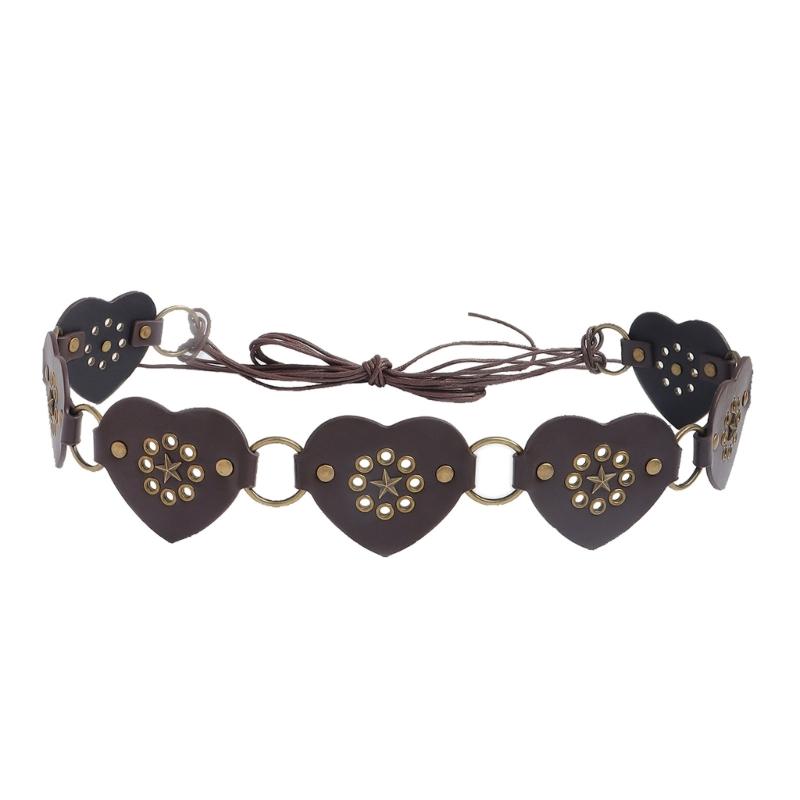 Retro Wide Heart Link Belt Fashion Accessory Waist Cincher Band For Jeans Dresses In Multiple Color