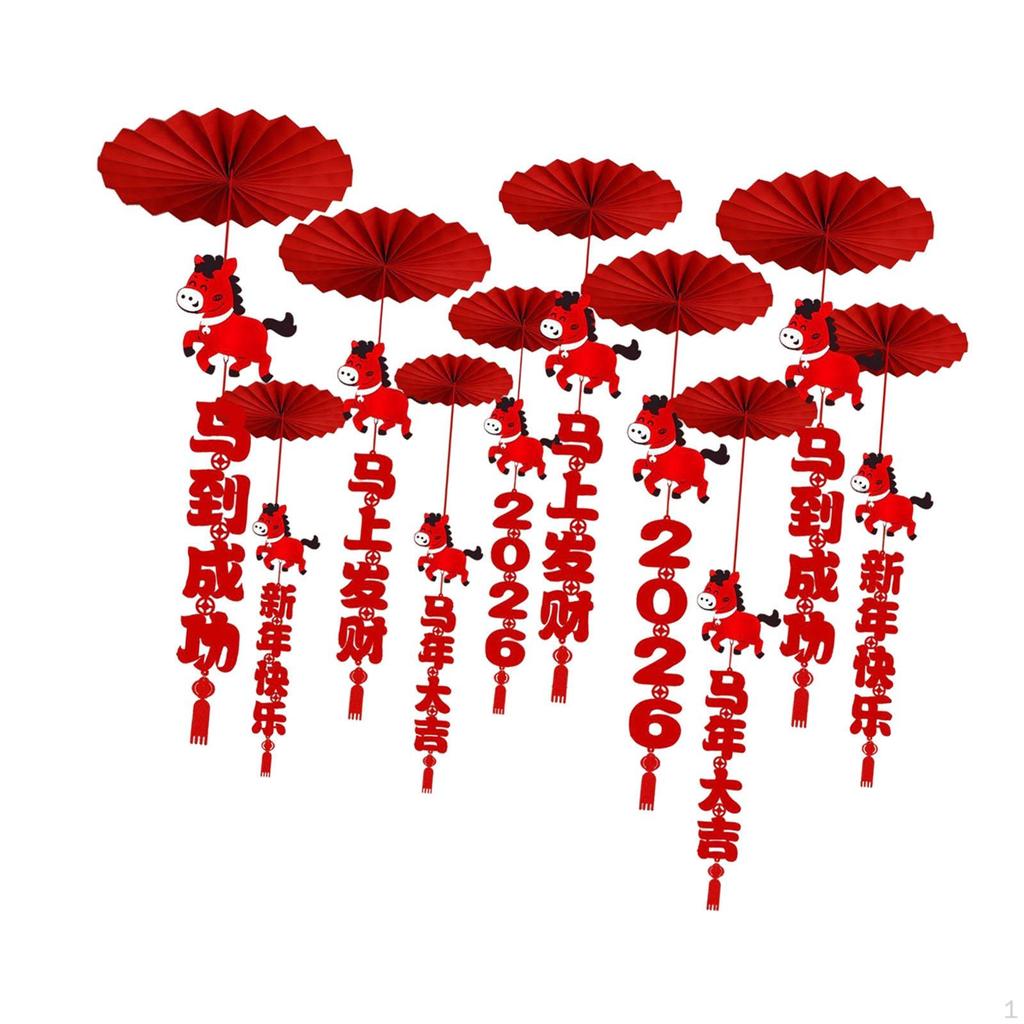 10 Pieces Happy Year Ceiling Decorations Spring Festival Decor with Tassels Hanging