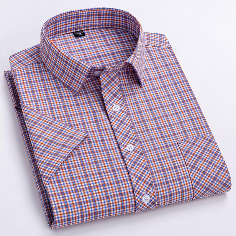 Camisa Casual Británica de Algodón a Cuadros de Manga Corta para Hombre - Ligera de Verano a Cuadros con Botones y Bolsillo Para Ropa Exterior Diaria