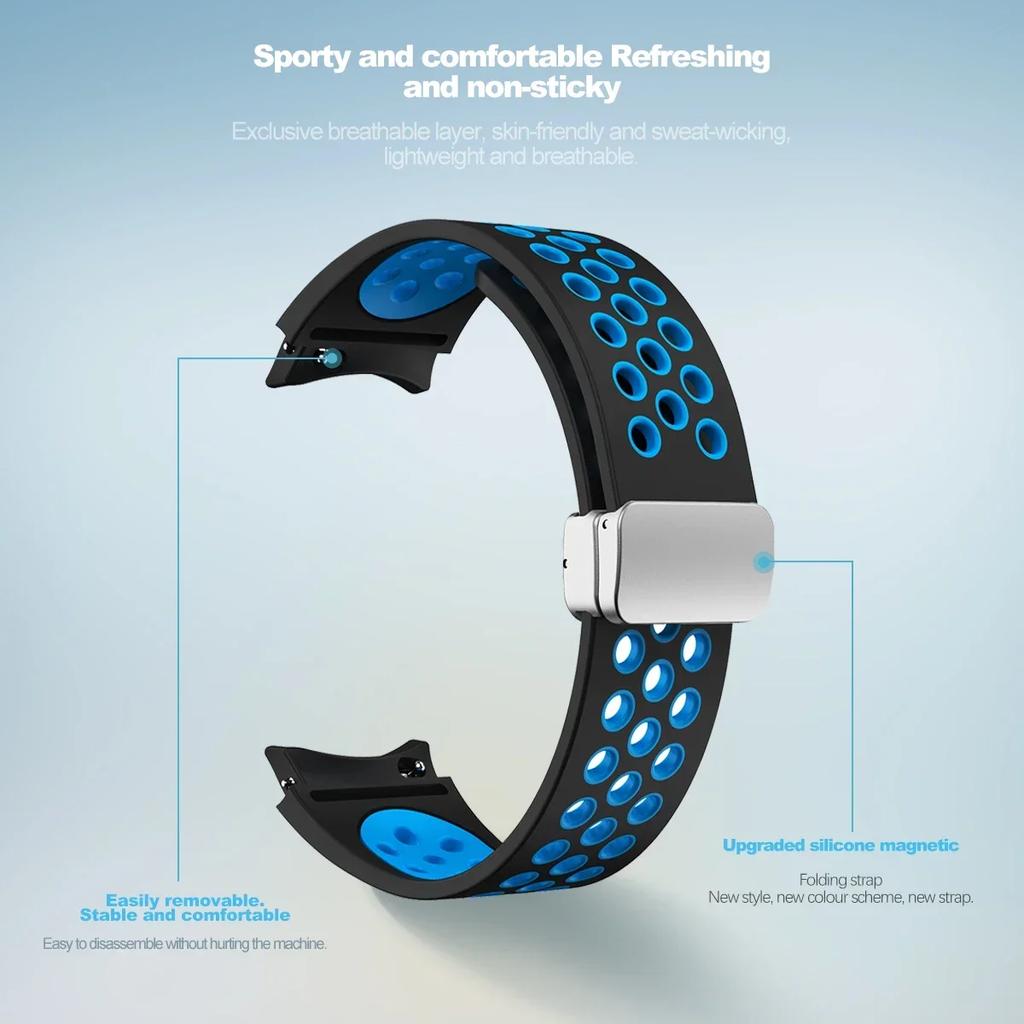 Magnetic Silicone Band for Samsung Galaxy Watch 6 Classic 43 47mm 4 42 46mm 5 Pro 45mm No Gaps Loop Strap for 4/5/6 40 44mm Belt