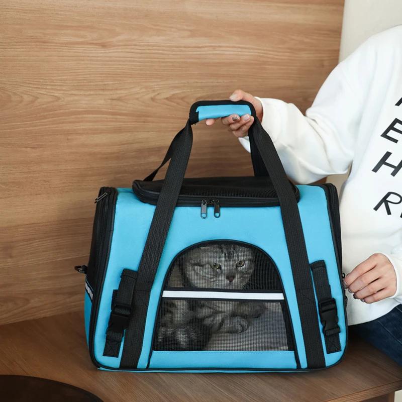 Portable Pet Carrier Bag Expandable Large Pet Bags Breathable Handheld Type Foldable Cat Outdoor Pet Travel Carrier Pet Backpack