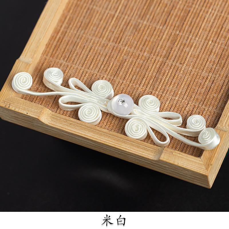 

5 Pair New Chinese Hanfu Plate Button Jade Bead Four Wel Butterfly Button Chinese Style Hand Woven Button Qipao Decorative