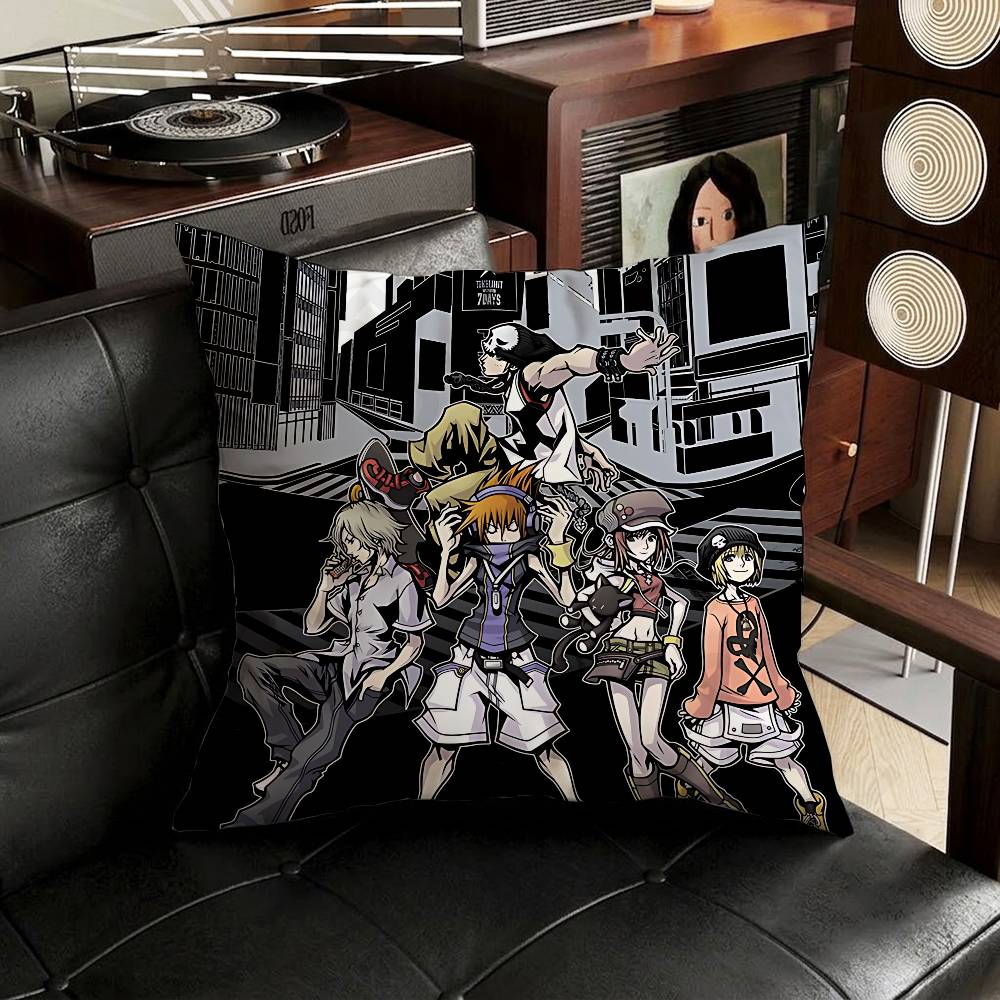 The WWorld Ends with You Pillow Case Antidustmite Pillowcase Invisible zipper silky short plush Sofa cushion cover