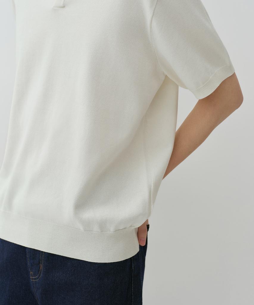 MUSINSA STANDARD Washable Supima Cotton Slit Neck Knitted Polo Shirt [Ivory]