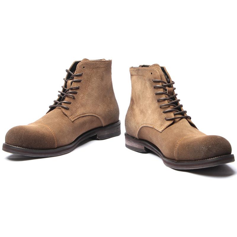 Reverse Suede Retro Men Boots Genuine Leather Men'S Shoes Zipper Desert Boots High-Quality Men'S Ankle Boots Handmade Footwear