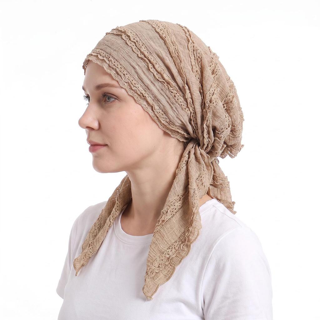 Women's Lace Headwrap Turban Pullover Hat with Tail for Casual Daily Wear