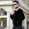 2024 Autumn/Winter Men's Thick Faux Mink Fur Coat with Full White Collar