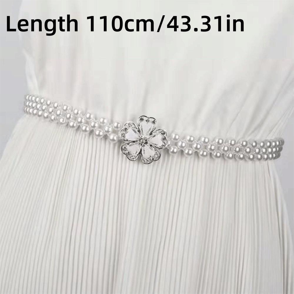 Boho Petal Pearl Waist Chain Thin Ladies Thin Waistband Belly Chain Belt Women Dress Decoration