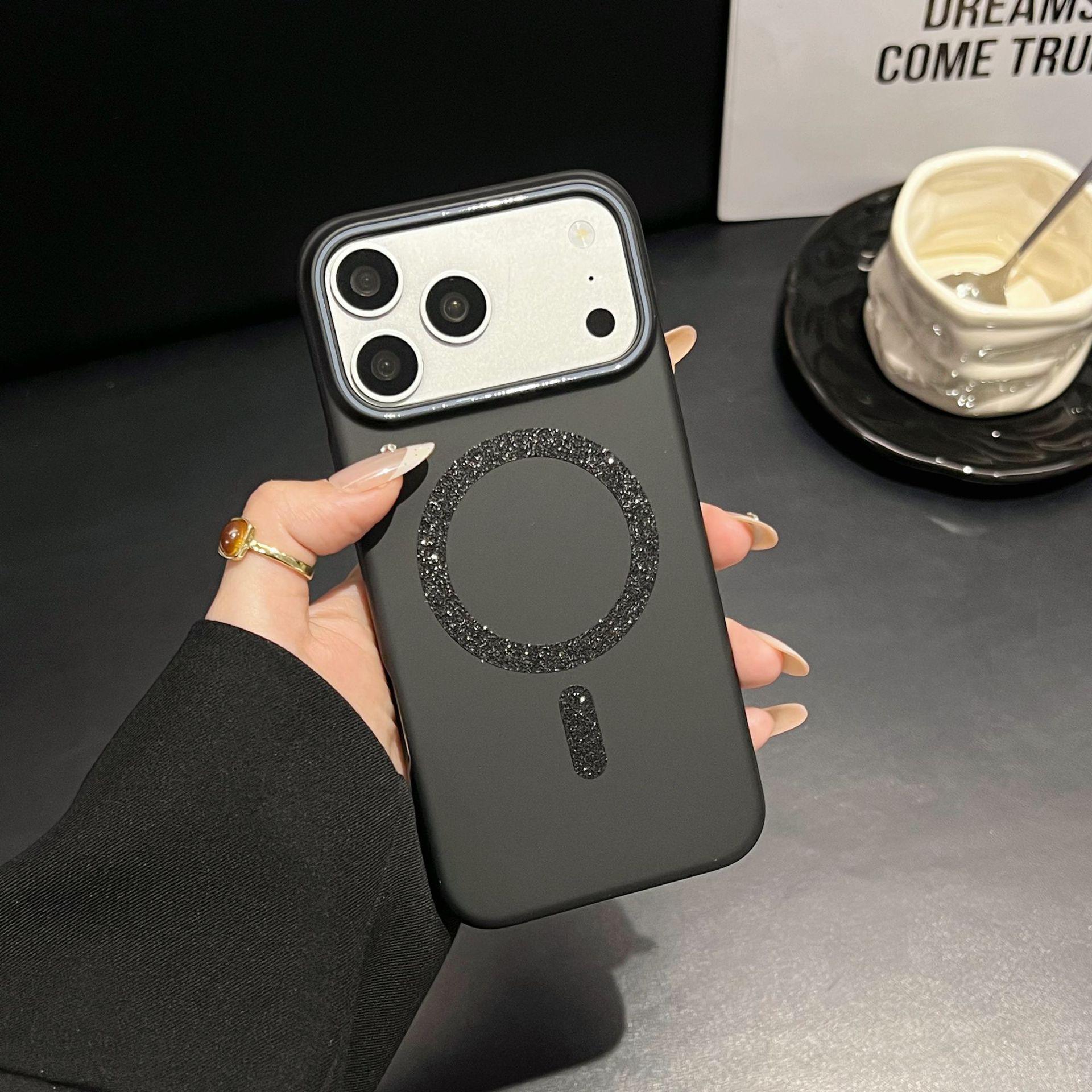 

iPhone 17 Case: Skin-Feel Matte Glitter, Magnetic Adsorption, Drop-Proof, High-End Hard Shell for 16 Pro Max iPhone 16 Pro Max чорний