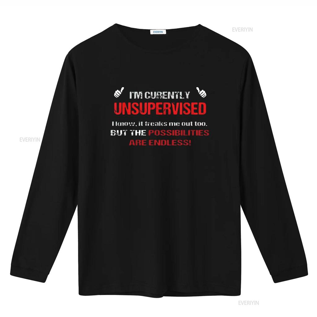Currently Unsupervised Novelty Sarcastic Mens Funny T Shirt Black X Large vintage Washed Stylish homme Stretched Comfortable