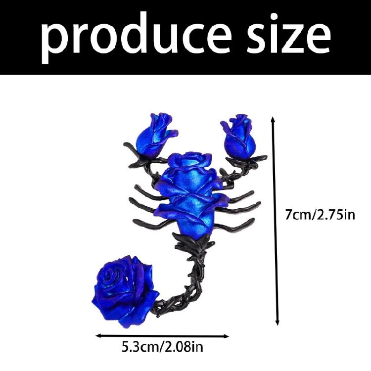 Mysterious Scorpion And Rose Alloy Brooch Handcrafted Drip Oil Technique Gothic Collar Pin Jewelry Gift
