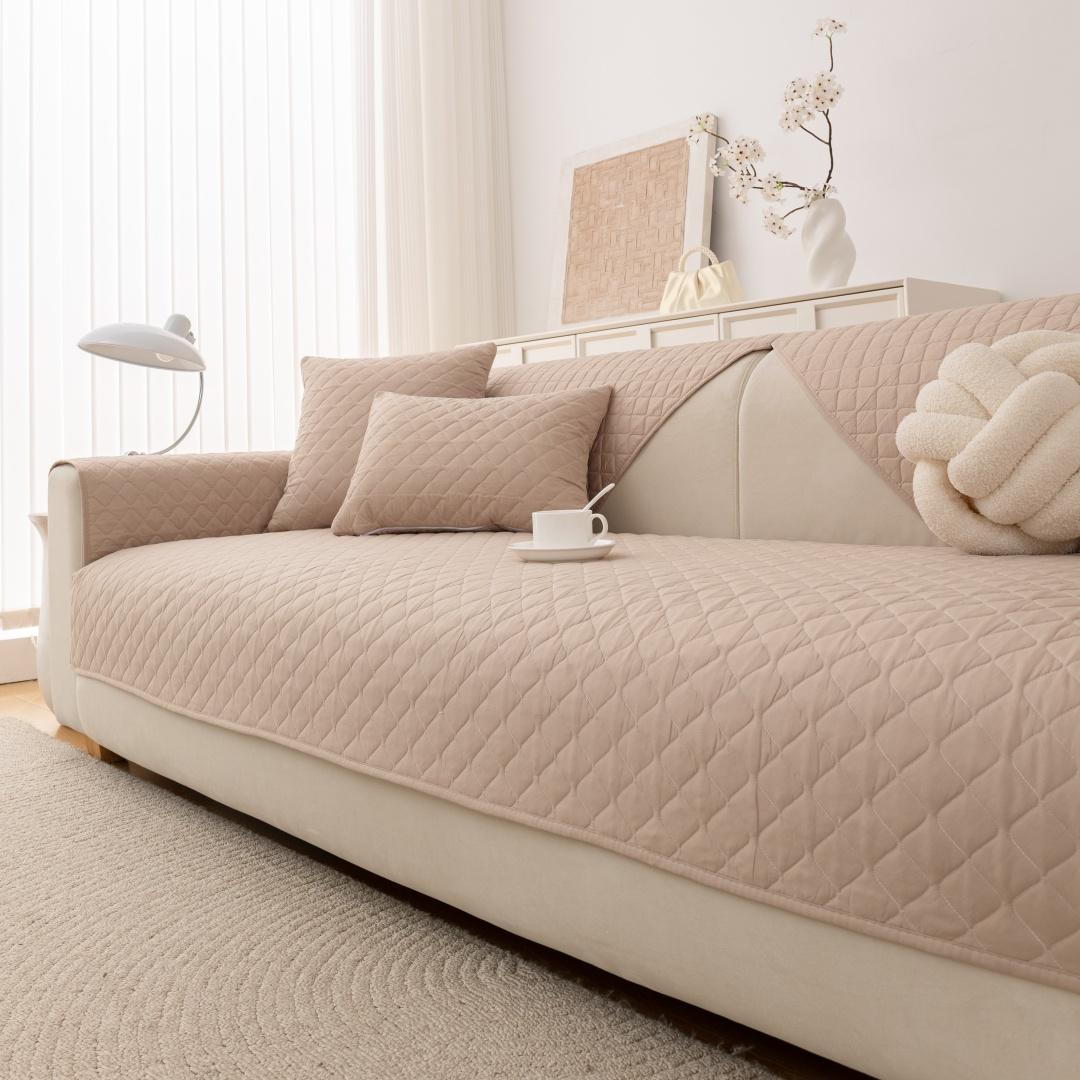 

1 шт. Простой однотонный стеганый противоскользящий чехол для дивана, чехол для дивана, защитная мебель для спальни, офиса, гостиной, домашнего декора 70X70cm хаки