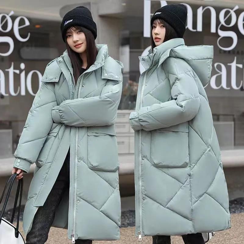 Winter Women's Loose Parka Hooded Jackets Thicken Warm Cotton-padded Puffer Coats Casual Long Parkas Clothes Loose Outerwear