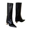Fashion New 2025 Pointed Toe Leather Hight Heels Middle Boots Women Fashion Cup Heels Pants Boots Autumn Sexy Runway Long-leg Boots