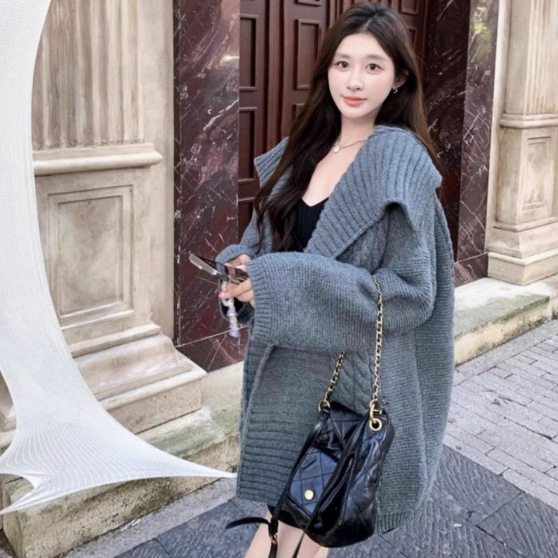 Autumn Winter Loose Knitted Women Cardigan Sweater Jacket Korean Style Casual Office Twist Long Sleeve Coats Fashion Elegant Simple Jackets Clothing