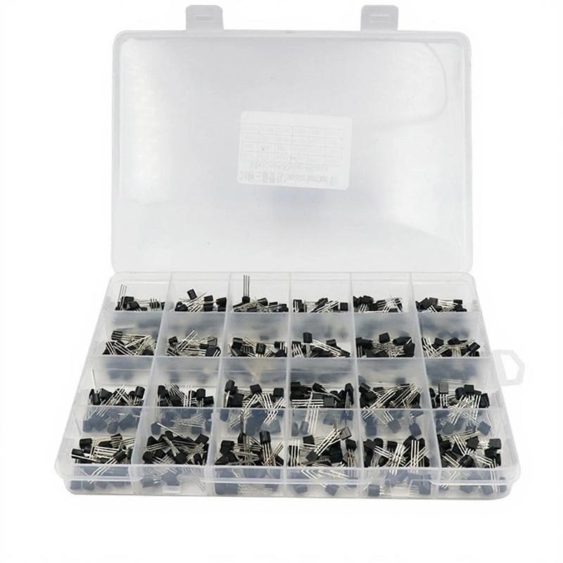 480 Pack Transistor Pack with 24 Varieties in TO 92 Format Including Organized Storage Box for Electronics Hobbyists