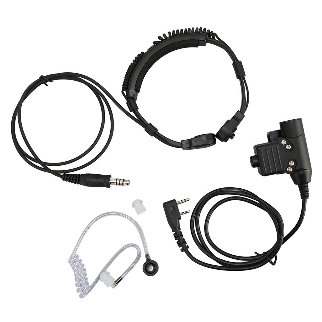 Throat Microphone Headset Telescopic 2 Way Radio Earpiece with U94 PTT for Baofeng UV 5R BF 888S BF