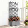 52L Wooden Planter, with Trellis and Shelves - Grey