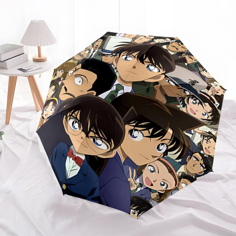 1PC Detective Conan Automatic Folding Umbrella, Automatic Folding Umbrella with 8 Ribs, Convenient for Outdoor Use 044