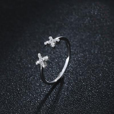 English Letter X Ring Opening Trendy Student Small Fresh Personality Creative Versatile Shining Right Or Wrong Ring Woman