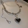 Korean cold wind diamond love pearl necklace Internet celebrity niche design temperament collarbone chain necklace women