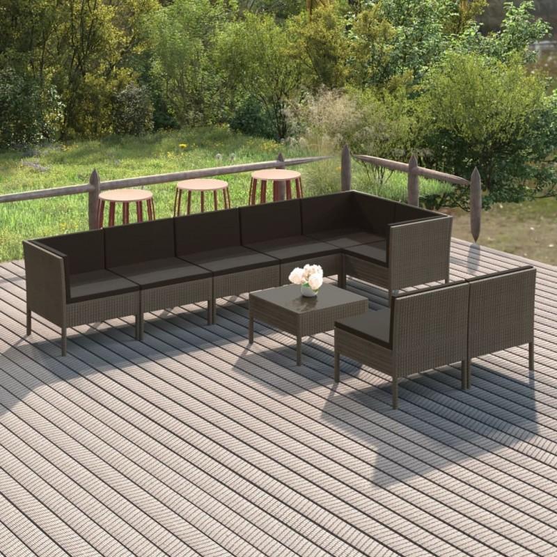 Day and Night - Day and Night Garden Furniture Set 9 Pieces and Gray Synthetic Rattan Cushions